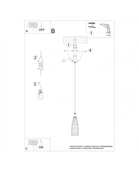 Lampa wisząca SUBA 1 czarna Sollux SL.1165
