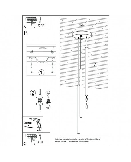 Lampa wisząca PASTELO 3P złota Sollux SL.1172