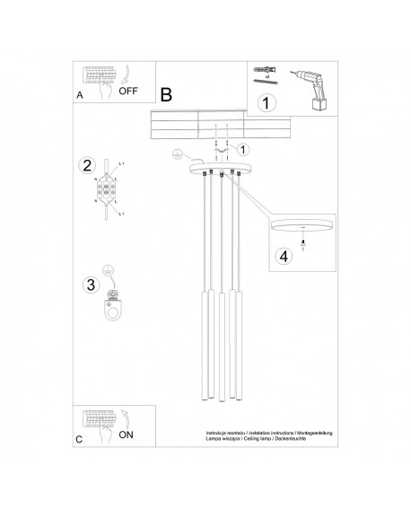 Lampa wisząca PASTELO 5P złota Sollux SL.1174