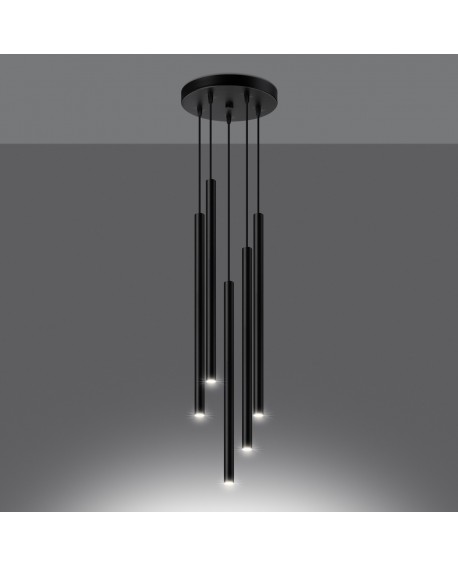 Lampa wisząca PASTELO 5P czarna Sollux SL.1176