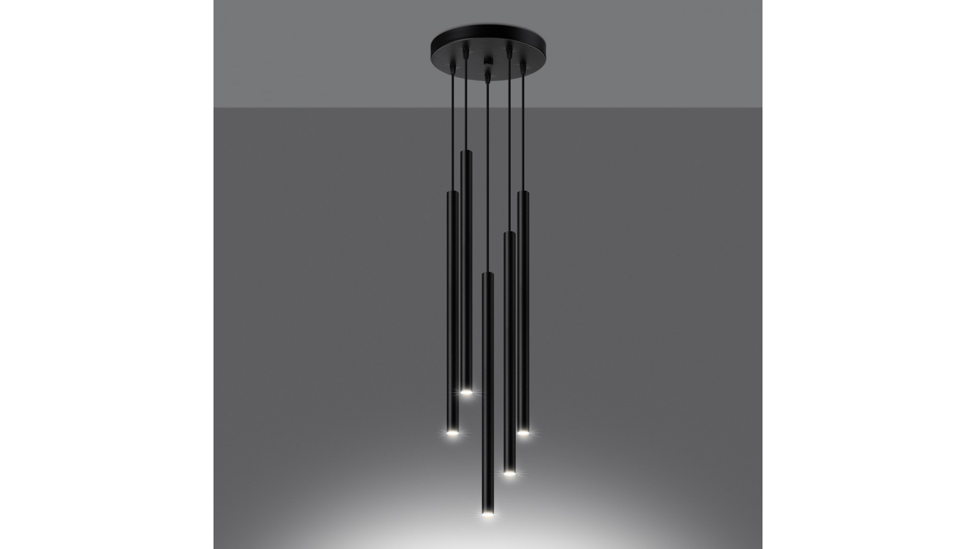 Lampa wisząca PASTELO 5P czarna Sollux SL.1176