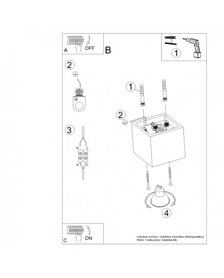 Plafon QUAD 1 złoty Sollux SL.1182