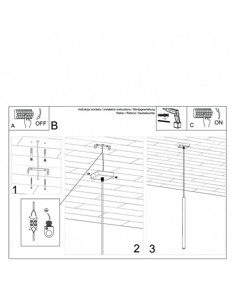 Lampa Wisząca PASTELO 1 złoty połysk Sollux SL.1195