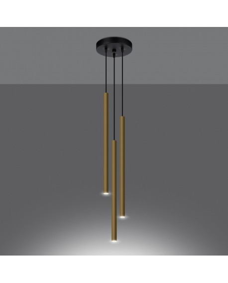 Lampa Wisząca PASTELO 3P złoty połysk Sollux SL.1197