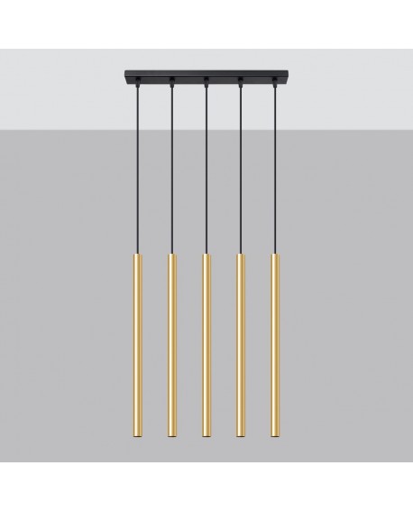 Lampa Wisząca PASTELO 5L złoty połysk Sollux SL.1198