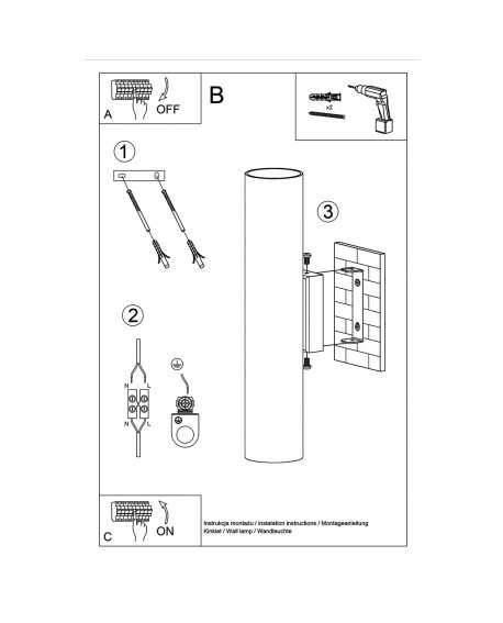 Kinkiet LAGOS 2 złoty połysk Sollux SL.1202