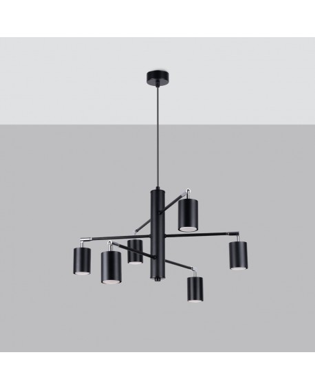 Żyrandol LEMMI 6 czarny Sollux SL.1207