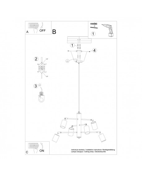 Żyrandol LEMMI 6 czarny Sollux SL.1207