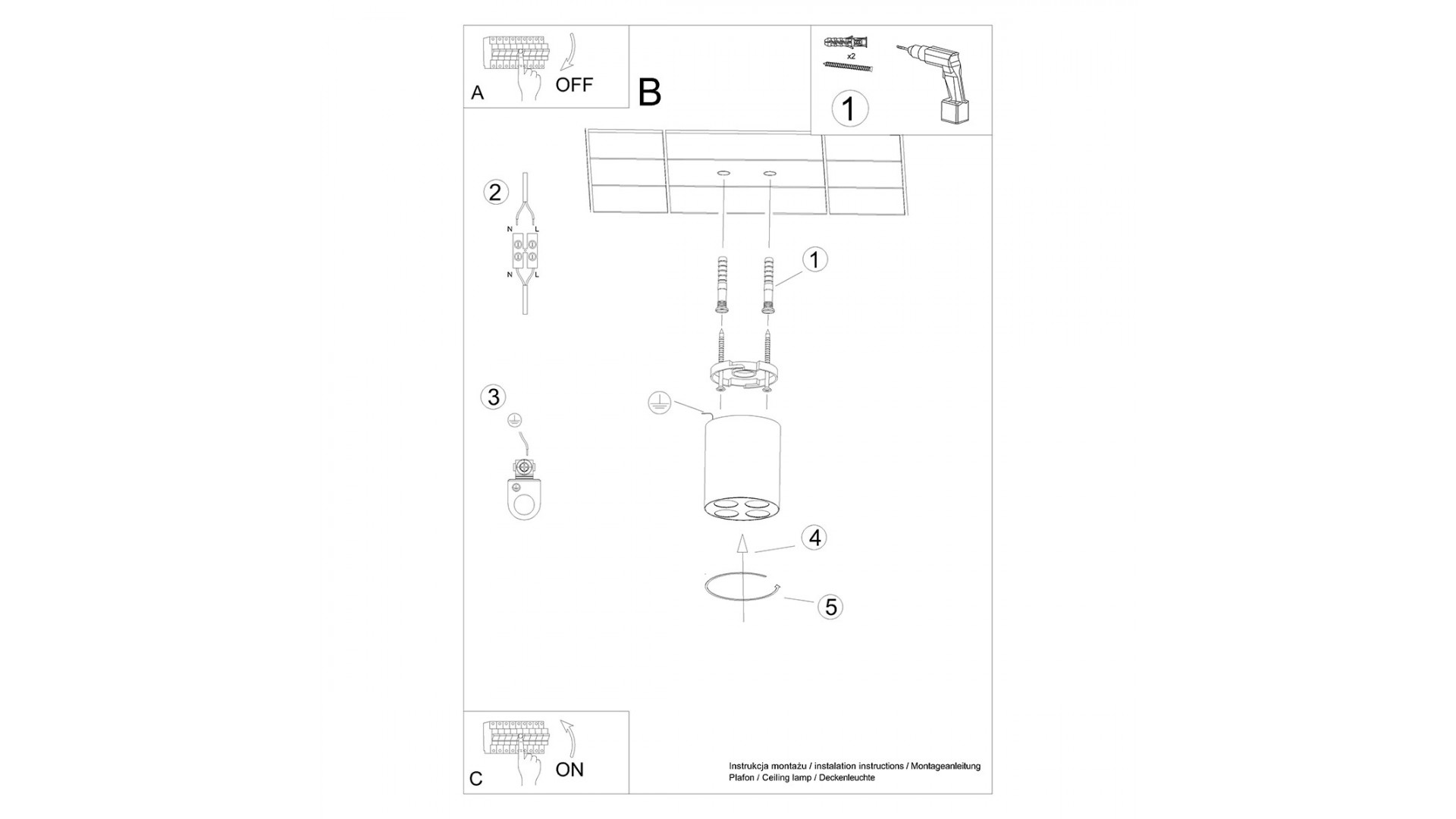 Plafon ZOE czarny LED Sollux SL.1210
