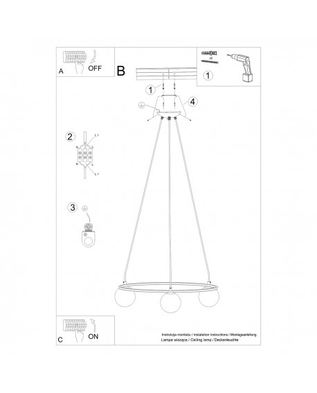 Żyrandol YOLI 3 Sollux SL.1213