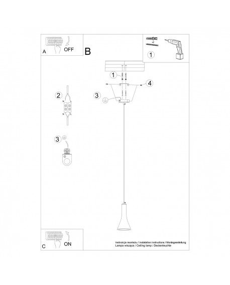 Lampa wisząca REA 1 beton Sollux SL.1223