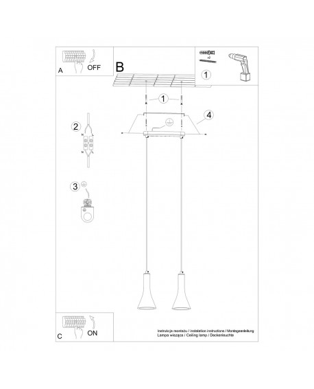 Lampa wisząca REA 2 beton Sollux SL.1224