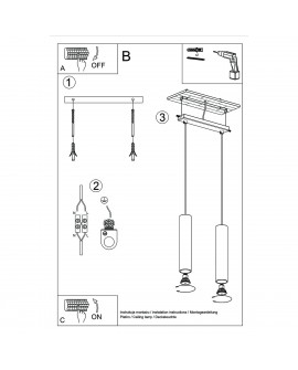 Lampa Wisząca LAGOS 2 złoty połysk Sollux SL.1241