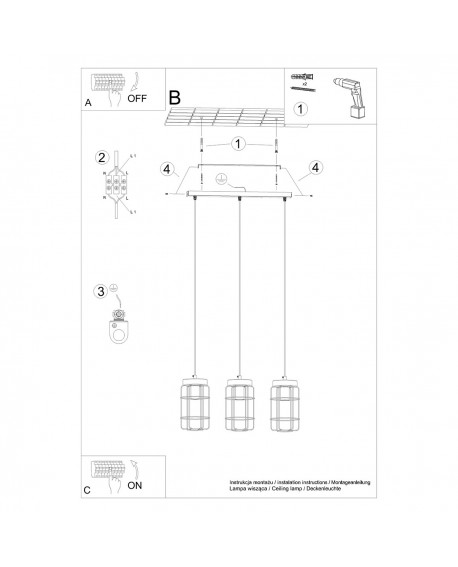Lampa wisząca GOTTO 3L Sollux SL.1264