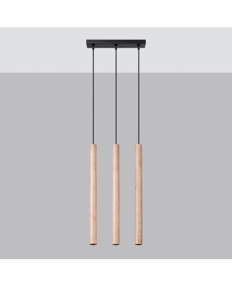 Lampa wisząca PASTELO 3L drewno Sollux SL.1267