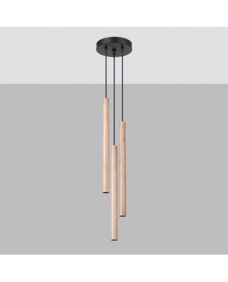 Lampa wisząca PASTELO 3P drewno Sollux SL.1268