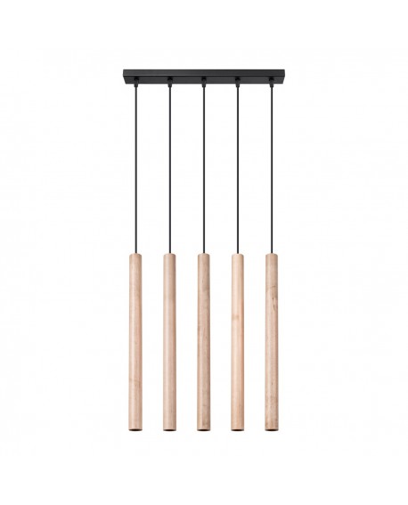Lampa wisząca PASTELO 5L drewno Sollux SL.1269