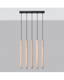 Lampa wisząca PASTELO 5L drewno Sollux SL.1269