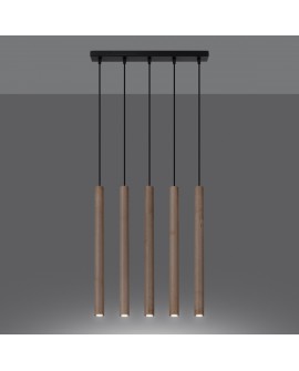 Lampa wisząca PASTELO 5L drewno Sollux SL.1269