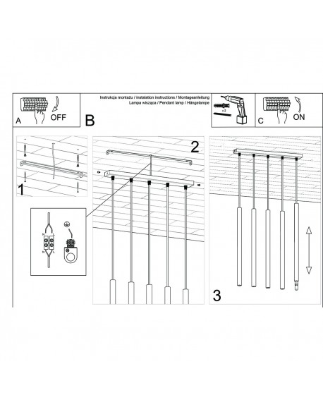 Lampa wisząca PASTELO 5L drewno Sollux SL.1269