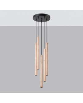 Lampa wisząca PASTELO 5P drewno Sollux SL.1270