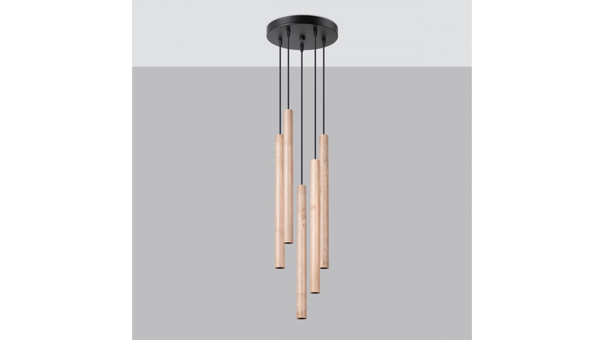 Lampa wisząca PASTELO 5P drewno Sollux SL.1270