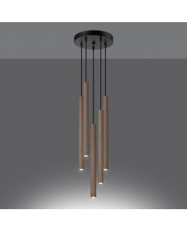 Lampa wisząca PASTELO 5P drewno Sollux SL.1270