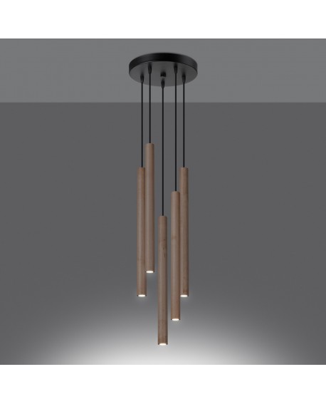 Lampa wisząca PASTELO 5P drewno Sollux SL.1270