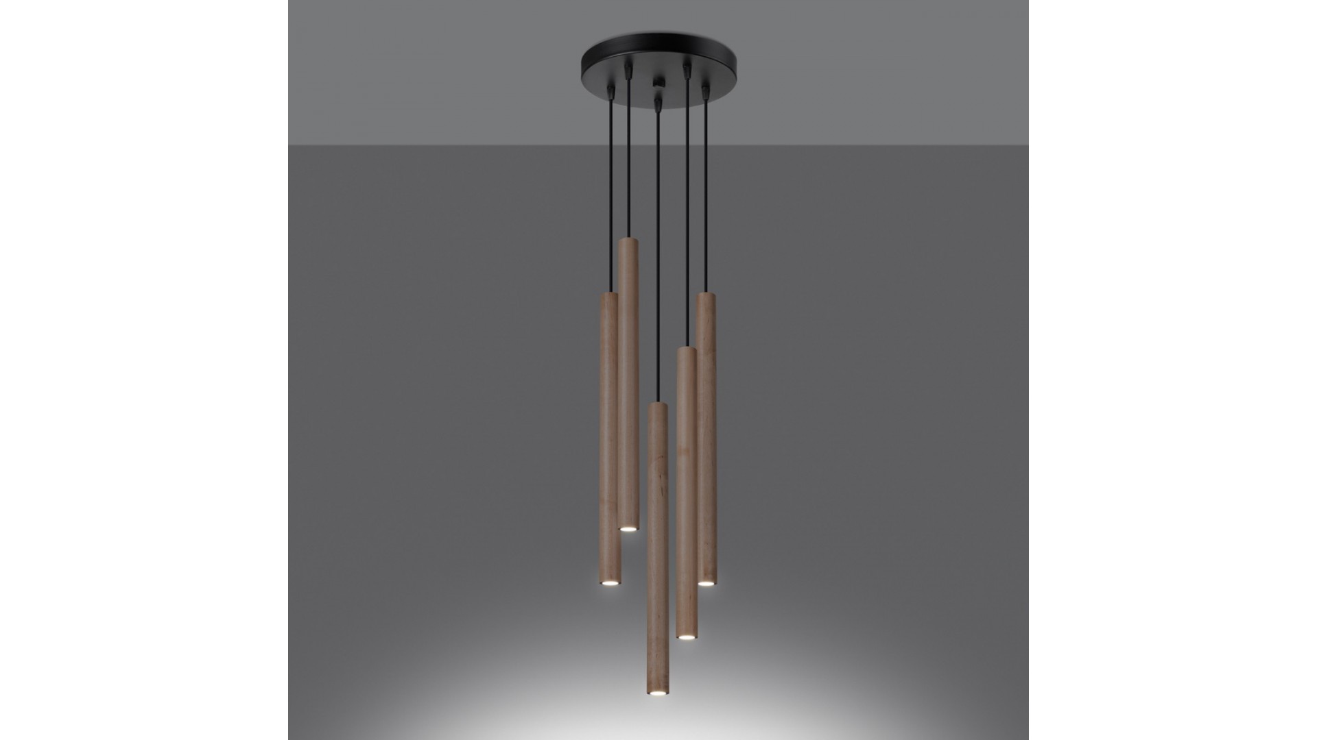 Lampa wisząca PASTELO 5P drewno Sollux SL.1270