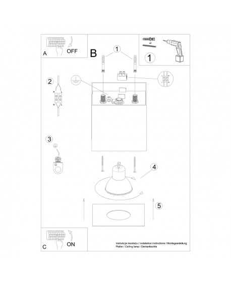 Plafon HATI szary Sollux SL.1278