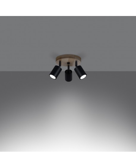 Plafon VERDO 3P czarny Sollux SL.1292