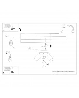 Plafon VERDO 3P czarny Sollux SL.1292