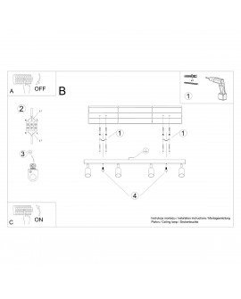 Plafon VERDO 4 czarny Sollux SL.1294
