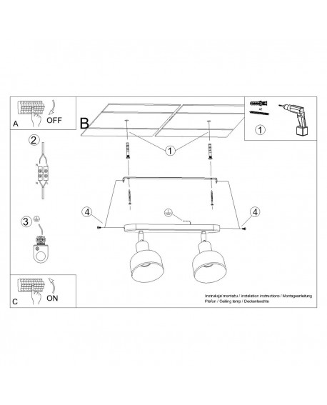 Plafon ELBA 2 czarny Sollux SL.1317
