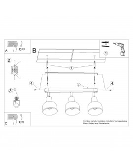 Plafon ELBA 3 czarny Sollux SL.1318