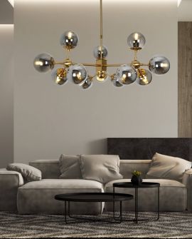 LAMPA WISZĄCA NOWOCZESNA LOFT ZŁOTO SZCZOTKOWANE ZODIAK W12 LUMINA DECO