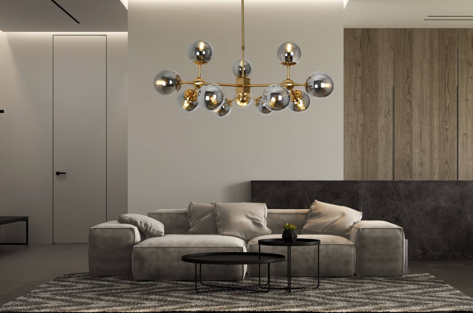 LAMPA WISZĄCA NOWOCZESNA LOFT ZŁOTO SZCZOTKOWANE ZODIAK W12 LUMINA DECO
