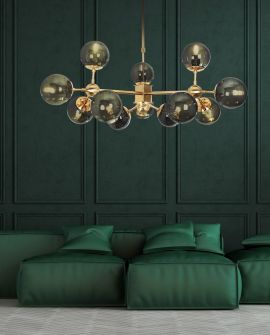 LAMPA WISZĄCA NOWOCZESNA LOFT ZŁOTO SZCZOTKOWANE ZODIAK W12 LUMINA DECO
