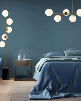 Lampa wisząca Fredica 7 Lumina Deco, widok od frontu, minimalistyczne białe kule