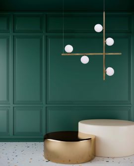 LAMPA WISZĄCA SUFITOWA NOWOCZESNA MOSIĘŻNA RIANZA W5 LUMINA DECO