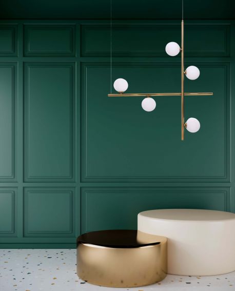 LAMPA WISZĄCA SUFITOWA NOWOCZESNA MOSIĘŻNA RIANZA W5 LUMINA DECO