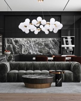 Lampa wisząca złota szczotkowana Marsiada 40 Lumina Deco z białymi kulami na białym tle