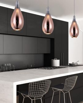 NOWOCZESNA LAMPA WISZĄCA SZKLANA RÓŻOWO-ZŁOTA LAURIS LUMINA DECO