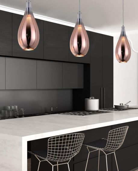 NOWOCZESNA LAMPA WISZĄCA SZKLANA RÓŻOWO-ZŁOTA LAURIS LUMINA DECO