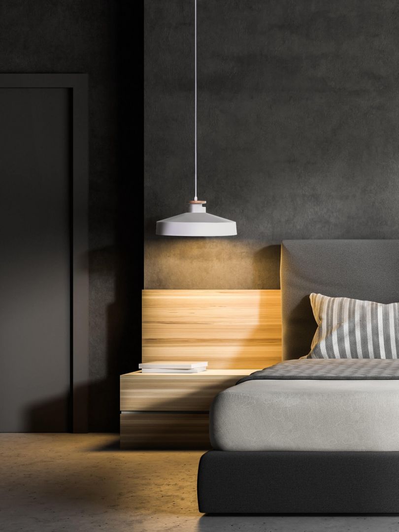 lampa wisząca biała ludor w aranżacji nowoczesnego salonu