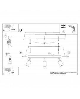 Plafon WINX 3 czarny/chrom Sollux SL.1368