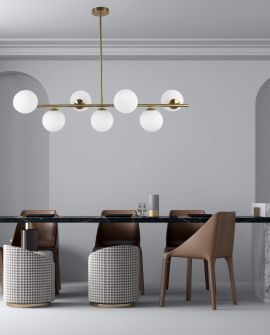 Lampa wisząca Fredica 7 Lumina Deco, widok od frontu, minimalistyczne białe kule