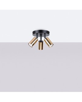 Plafon WINX 3P czarny/złoty Sollux SL.1385