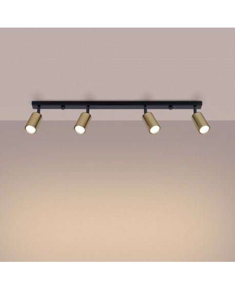 Plafon WINX 4L czarny/złoty Sollux SL.1387