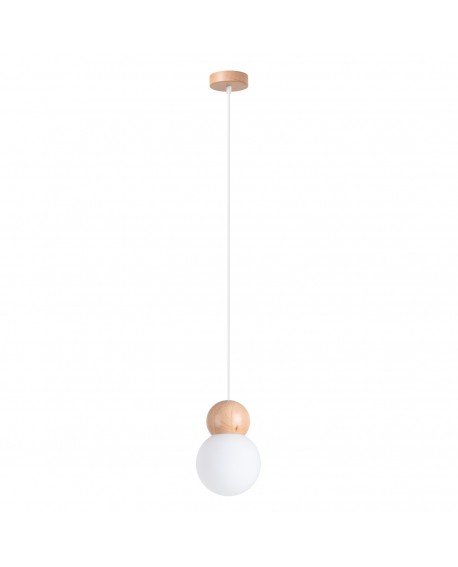 Lampa wisząca PEKKA 1 biała/naturalne drewno Sollux SL.1390